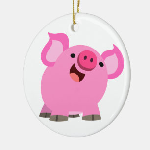 Ornamento De Cerâmica Porco de riso bonito dos desenhos animados