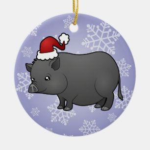 Ornamento De Cerâmica Porco Miniatura de Natal