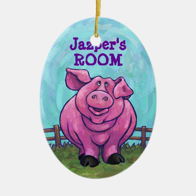 Ornamento De Cerâmica Porcos chegando e indo (Frente)