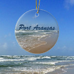 Ornamento De Cerâmica Port ArKansas Beach no Texas<br><div class="desc">Foto maravilhosa de Port ArKansas Beach,  no Texas. Um presente de excelente para um texano que ama a ilha Mustang no verão. As férias no mar e no sol são exatamente o que todos precisam.</div>