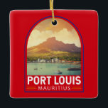 Ornamento De Cerâmica Port Louis Maurícia Viagem Art Vintage<br><div class="desc">Port Louis retro vetor viagem design. Port Louis é a capital da Maurícia,  no Oceano Índico.</div>