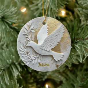 Ornamento De Cerâmica Porta branca elegante com nome personalizável Dour