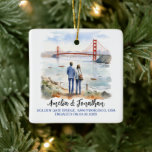Ornamento De Cerâmica Porta de ouro, São Francisco, Viagem de Aquarela<br><div class="desc">Ponte ouro Gate,  São Francisco,  Estados Unidos Watercolor Viagem Art Cerâmica Ornament. Personalize com seu próprio texto. Este é mais um Design original de 100% de Hamster. #TravelSouvenirOrnaments,  #HandmadeTravelKeepsakes,  #DestinationThemedOrnaments,  #OrnamentsForTravelLovers,  #UniqueTravelGiftOrnaments,  #CustomTravelOrnaments,  #TravelInspirouDecorations,  #WorldTravelCollectibles,  #OrnamentsForTravelers,  #PedidosDeViagemNalizados</div>