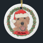 Ornamento De Cerâmica Porta do Ouro Apricot Personalizado<br><div class="desc">Faça a lista legal este ano com um ornamento personalizado do seu doce rabisco de ouro de damasco vermelho!</div>