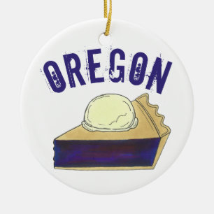 Ornamento De Cerâmica Portador do Orgulho Estatal Oregon Marionberry Pie