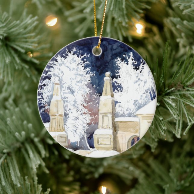 Ornamento De Cerâmica Portão de inverno à noite (esboço) (Árvore)