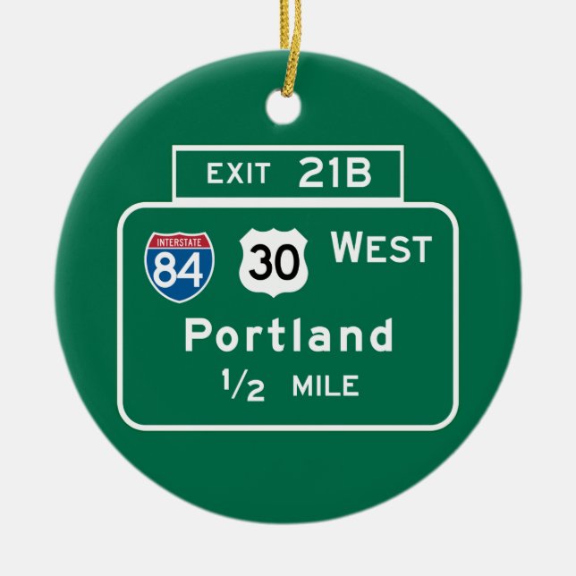Ornamento De Cerâmica Portland, OU sinal de estrada (Frente)