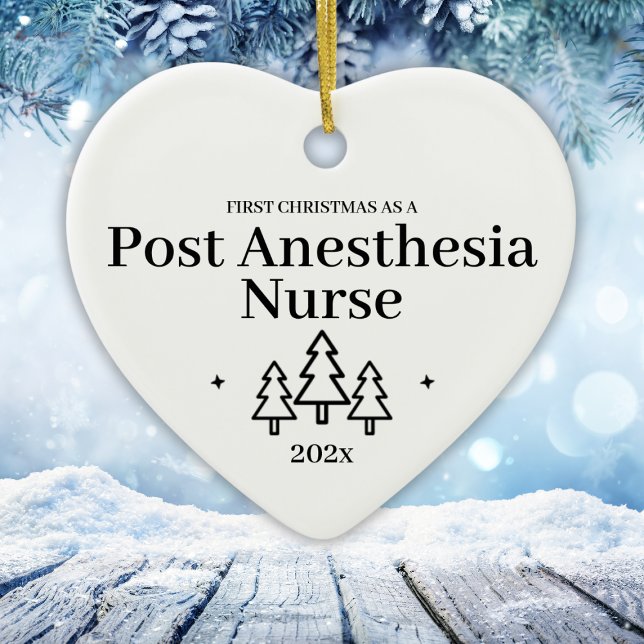 Ornamento De Cerâmica Postar Anestesia Enfermeira Primeira Ornação de Na (Post Anesthesia Nurse First Christmas Ornament
)