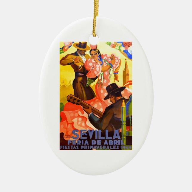 Ornamento De Cerâmica Poster 1949 justo de Sevilha abril da espanha (Frente)