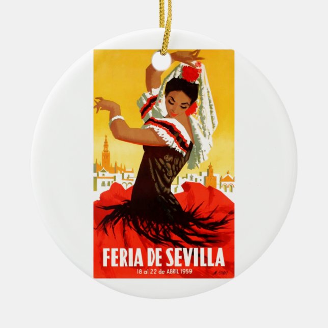 Ornamento De Cerâmica Poster 1959 justo de Sevilha abril da espanha (Frente)