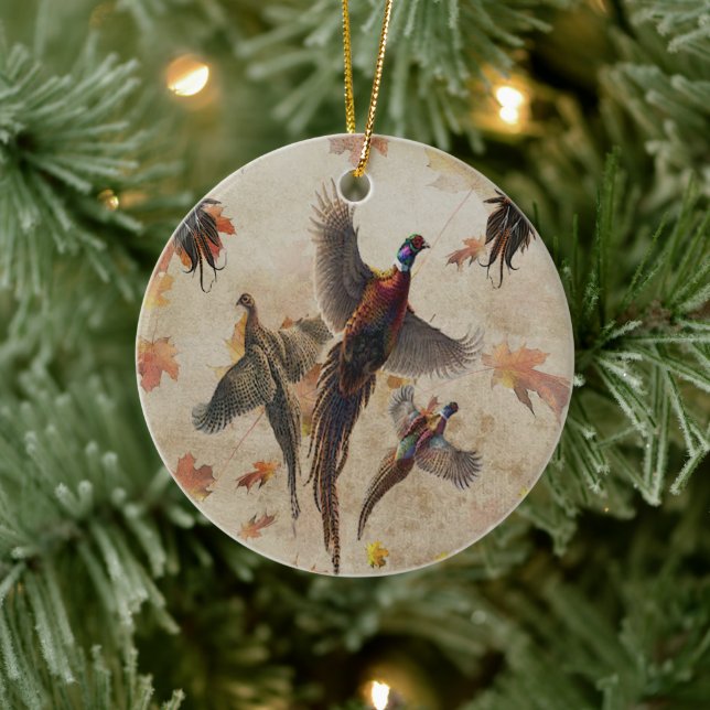 Ornamento De Cerâmica Poster de tapeçaria faisão triptyk de impressão ac (Árvore)