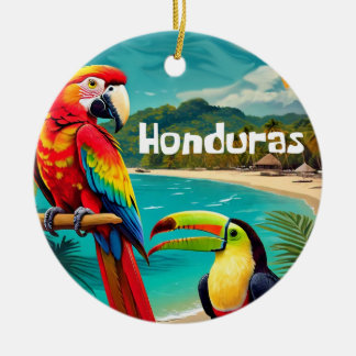 Ornamento De Cerâmica Poster Retro Viaje de Honduras