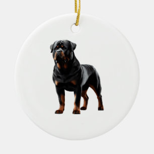 Ornamento De Cerâmica Postura Poderosa de Rottweiler - Cachorro de Corpo