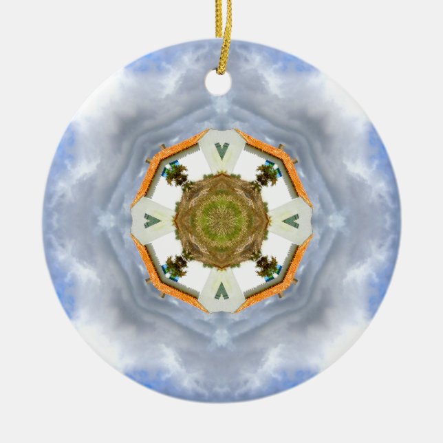 Ornamento De Cerâmica Pouca casa na mandala de Prarie (Frente)