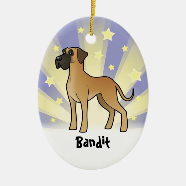 Ornamento De Cerâmica Pouca estrela great dane (Frente)