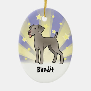 Ornamento De Cerâmica Pouca estrela Weimaraner (adicione seu nome de