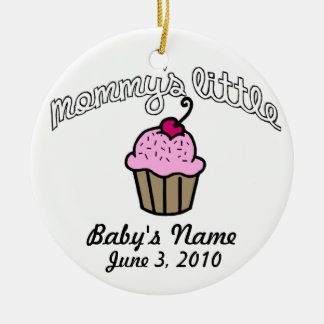 Ornamento De Cerâmica Pouco cupcake da mamã - rosa - seu nome