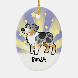 Ornamento De Cerâmica Pouco pastor do australiano da estrela