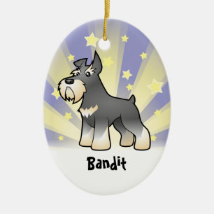 Ornamento De Cerâmica Pouco Schnauzer da estrela