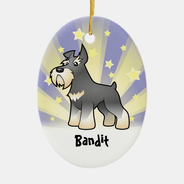 Ornamento De Cerâmica Pouco Schnauzer da estrela (Frente)