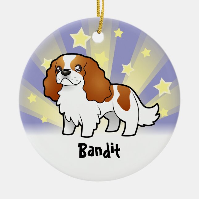 Ornamento De Cerâmica Pouco Spaniel de rei descuidado Charles da estrela (Frente)