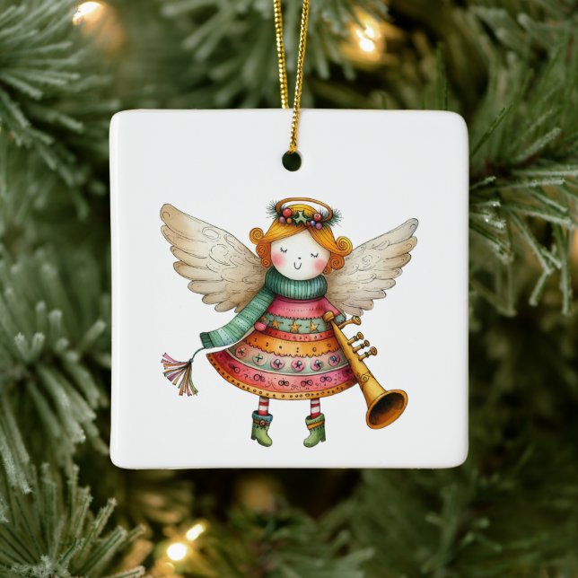 Ornamento De Cerâmica Povo de Natal Bonito Anjo (Árvore)