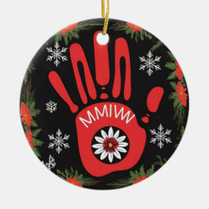 Ornamento De Cerâmica Povoo Powwow Vermelho e Preto das MMIW dos Nativos