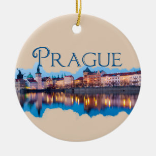 Ornamento De Cerâmica Praga: Noite no Skyline