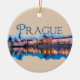 Ornamento De Cerâmica Praga: Noite no Skyline (Frente)