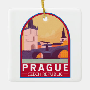 Ornamento De Cerâmica Praga República Checa Viagem Art Vintage