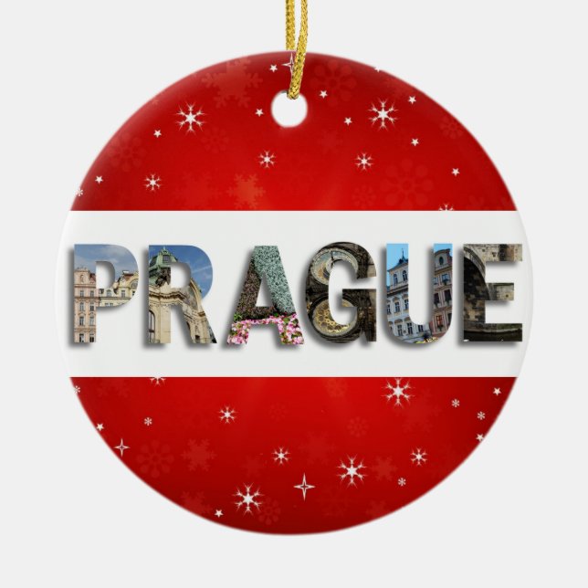 Ornamento De Cerâmica Praga República Checa Viagem Fotografias Natal (Frente)