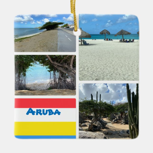 Ornamento De Cerâmica Praia Cênica e Deserto Aruba (Frente)