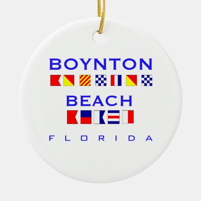 Ornamento De Cerâmica Praia de Boynton, FL - soletração náutica da (Frente)