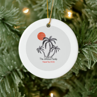 Ornamento De Cerâmica Praia do Pôr do Sol Tropical Árvore Palmeira Féria