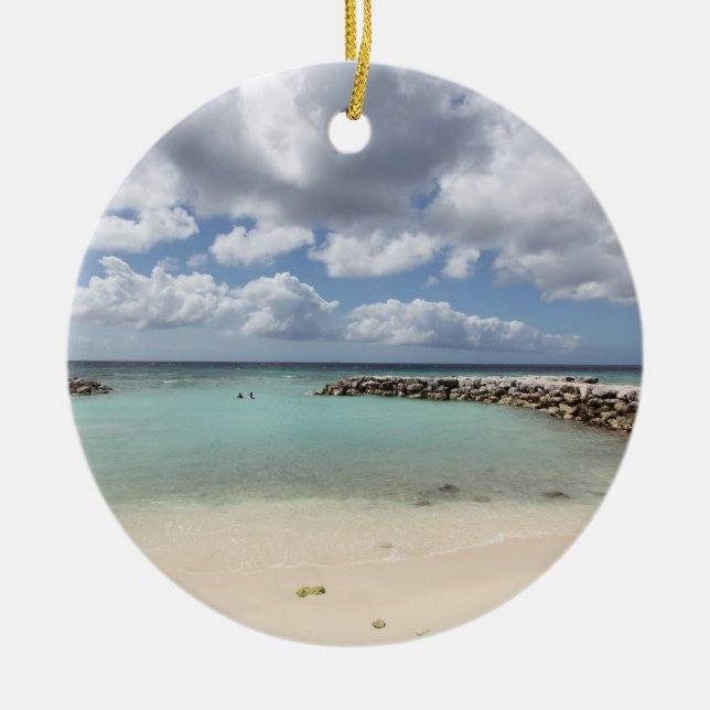Ornamento De Cerâmica Praia na Ilha de Palm - Aruba (Frente)