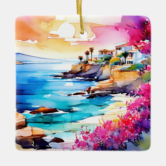 Ornamento De Cerâmica "Praia Secluída" (Frente)