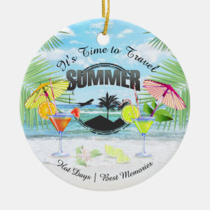 Ornamento De Cerâmica Praia tropical, férias de verão   personalizada