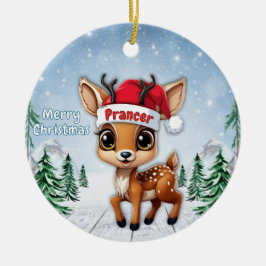 Ornamento De Cerâmica Prancer Baby Deer, Fawn, Doe, Reindeer 🦌🎄