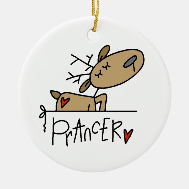 Ornamento De Cerâmica Prancer Reindeer - Camisas de Natal e presentes (Frente)