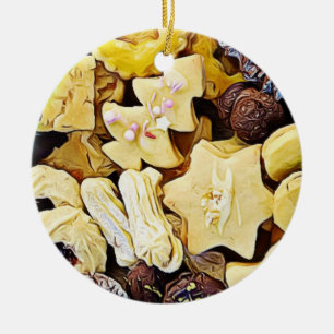 Ornamento De Cerâmica Prata de Biscoitos Natal Personalizado