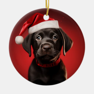 Ornamento De Cerâmica Prateado preto no laboratório em Santa Hat