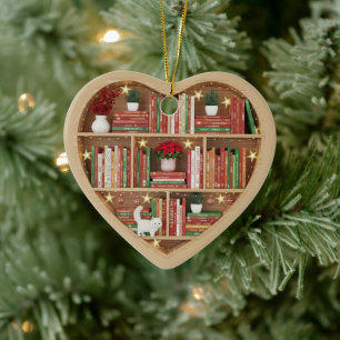 Ornamento De Cerâmica Prateleiras de Natal Vermelho Verde Estante de liv