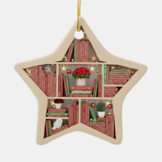 Ornamento De Cerâmica Prateleiras de Natal Vermelho Verde Estrela Estant