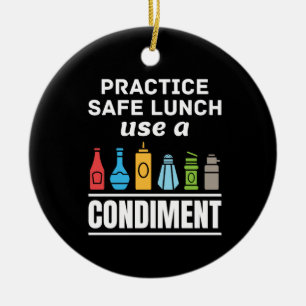Ornamento De Cerâmica Pratique o almoço seguro e use uma cantina de cond