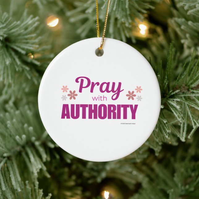 Ornamento De Cerâmica Pray with Authority - Pink - Ornament (Árvore)