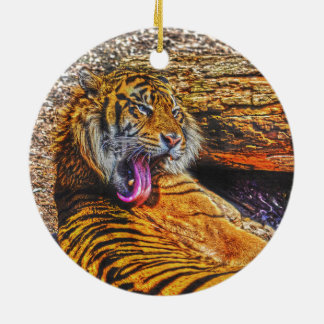 Ornamento De Cerâmica Preening Sumatran Tiger Big Cat Willife Art