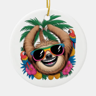 Ornamento De Cerâmica Preguiça Tropical Kawaii – Vibrações Agradáveis de