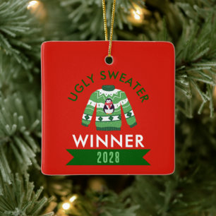 Ornamento De Cerâmica Prêmio de Prêmio da Ugly Sweater
