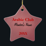 Ornamento De Cerâmica Prêmio do Foreign Language Club ou<br><div class="desc">Personalizar esta manutenção com a linguagem dos membros do clube que falam, o seu nome e o ano - adição opcional da escola ou organização no verso. Use cores escolares para personalização adicional - outras combinações de cores disponíveis na loja Zazzle Design de Originais do SER Grafics.</div>