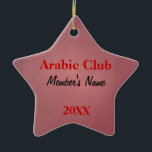 Ornamento De Cerâmica Prêmio do Foreign Language Club ou<br><div class="desc">Personalizar esta manutenção com a linguagem dos membros do clube que falam,  o seu nome e o ano - adição opcional da escola ou organização no verso. Use cores escolares para personalização adicional - outras combinações de cores disponíveis na loja Zazzle Design de Originais do SER Grafics.</div>